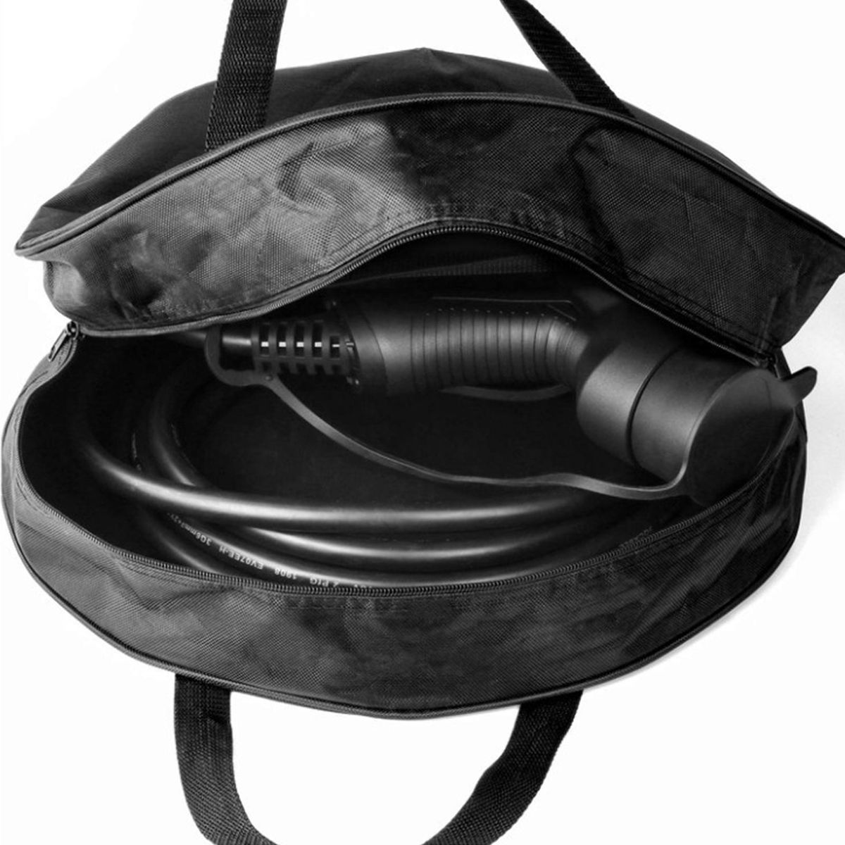 16 Inch Cable Storage Carry Bag With Carry Handle Double Zip Black Round Water Hose Storage Bag for Caravans Gardening Equipment 600D Oxford Cloth