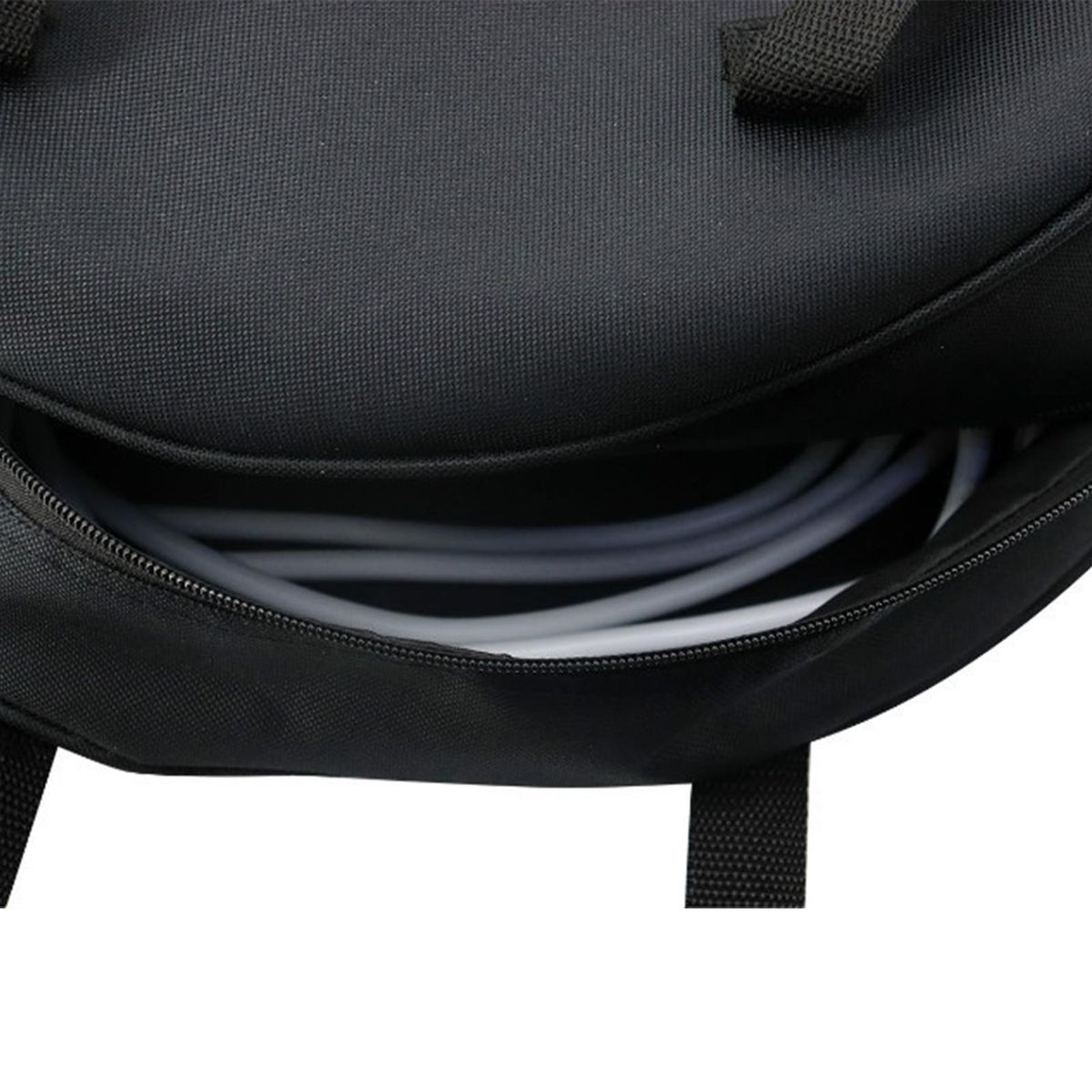 16 Inch Cable Storage Carry Bag With Carry Handle Double Zip Black Round Water Hose Storage Bag for Caravans Gardening Equipment 600D Oxford Cloth