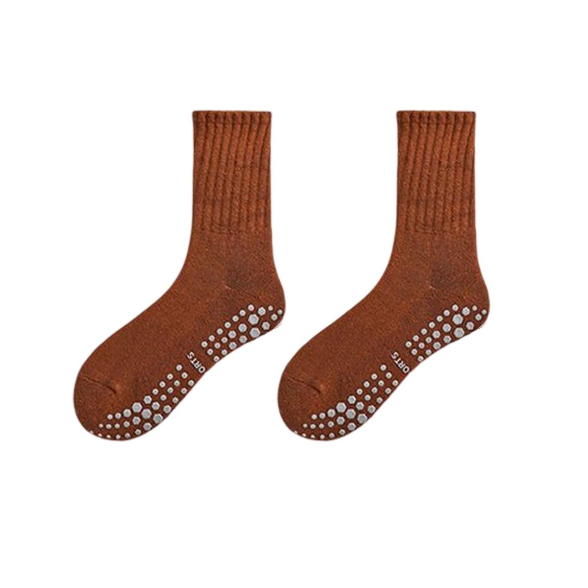 1 Pair Mid Tube Socks Autumn And Winter Long Yoga Socks Coffee