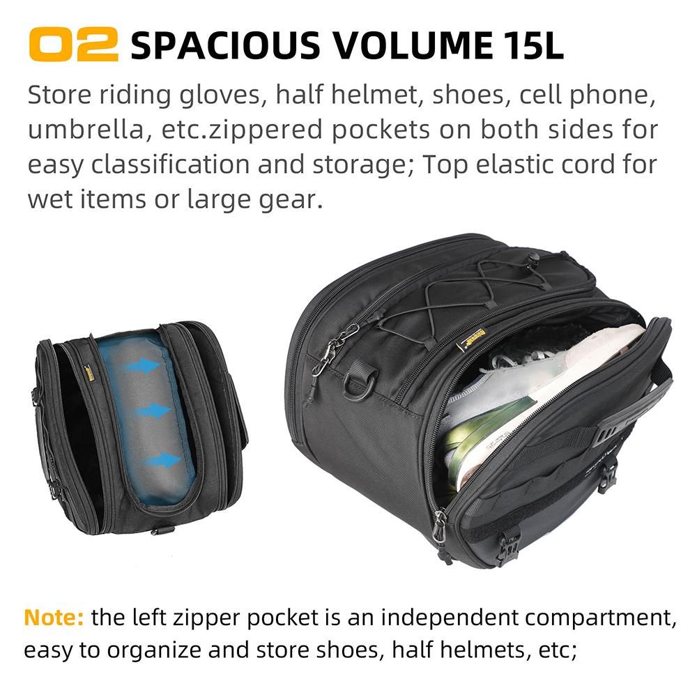 Large Capacity Motor Tunnel Bag Scooter Underbone Motorcycle Multifunction 15L Motorcross ReatSeat Bag Cycling Bag Shoulder Bag