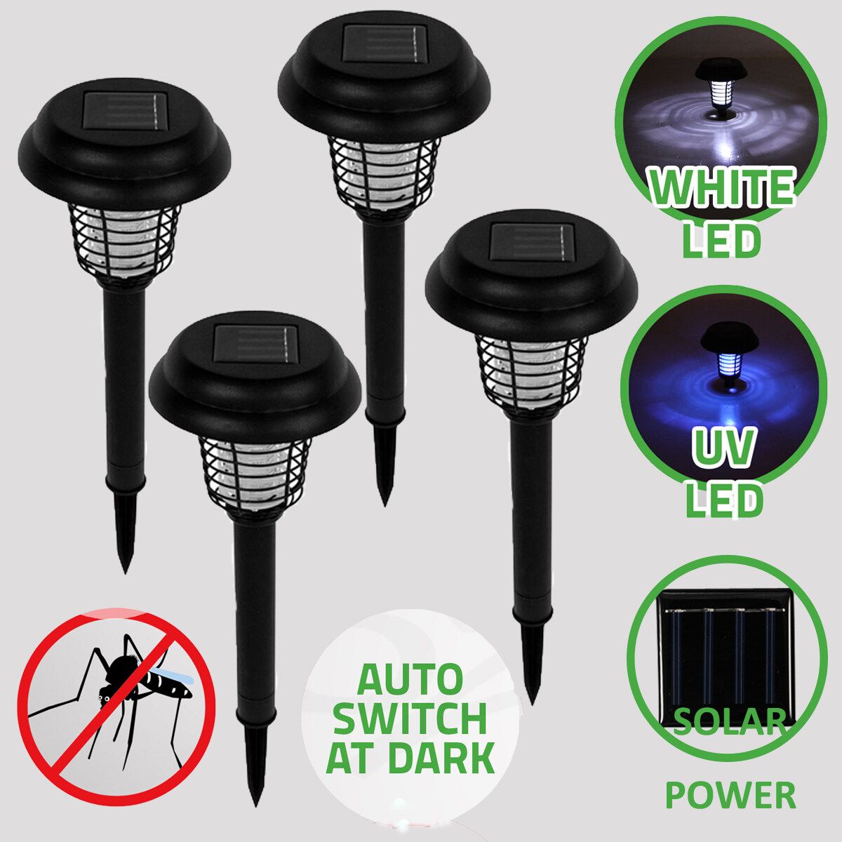3 PCS LED Outdoor Solar UV Mosquito Insect Pest Bug Killer Garden Light Lamp