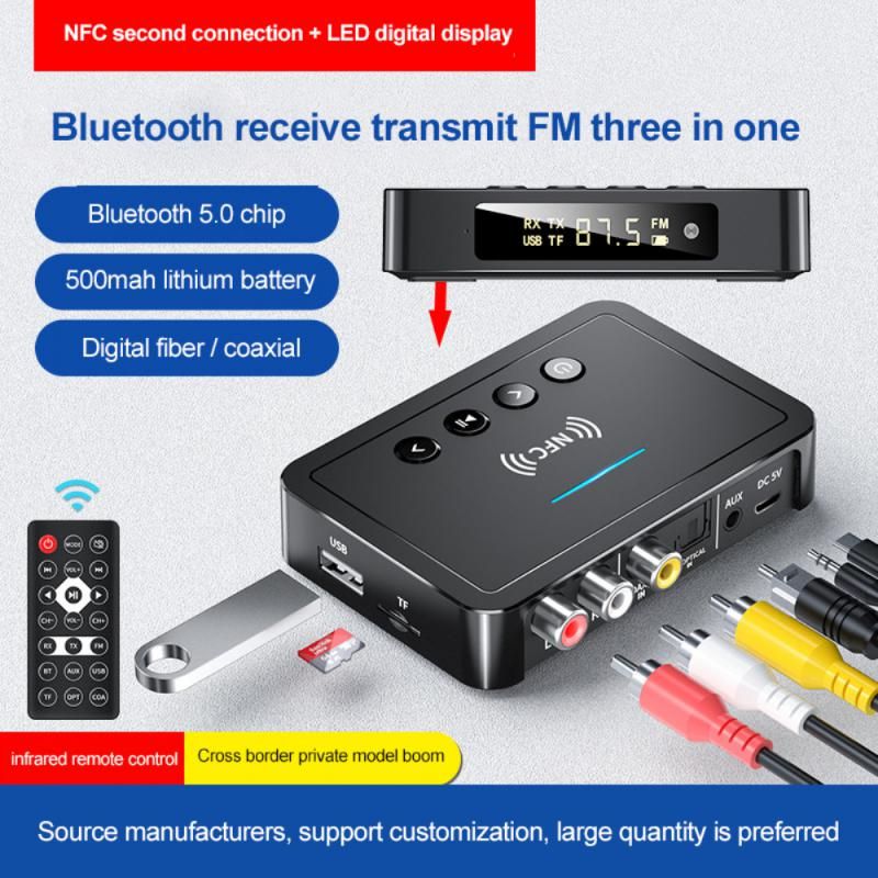 Receiver Transmitter FM Stereo AUX 3.5mm JackA Optical Wireless Handsfree Call NFC Bluetooth Audio Adapter TV C93S