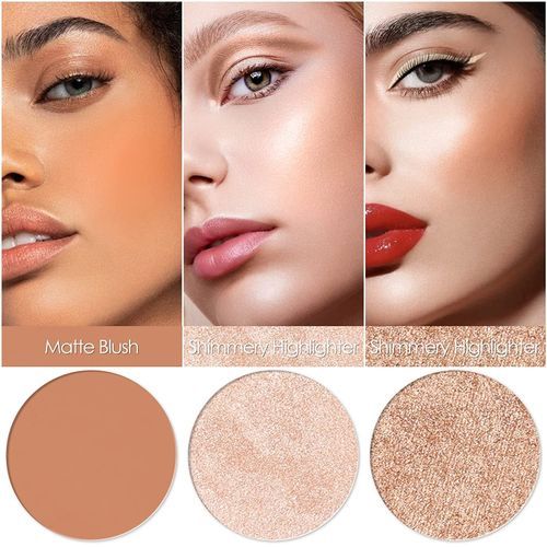 FOCALLURE Blush And Highlighter Palette,3 In 1 Makeup