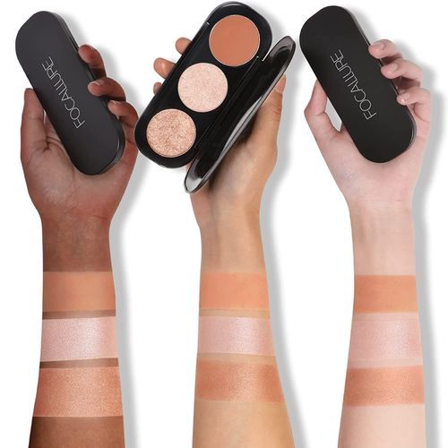 FOCALLURE Blush And Highlighter Palette,3 In 1 Makeup