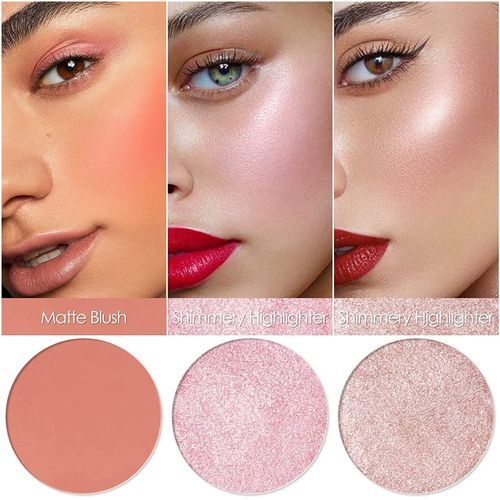 FOCALLURE Blush And Highlighter Palette,3 In 1 Makeup