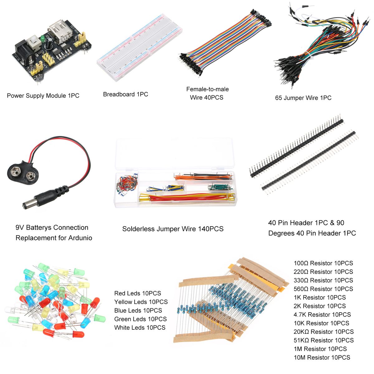 Electronics Fun Kit With 830 Holes Breadboard Jumper Wires