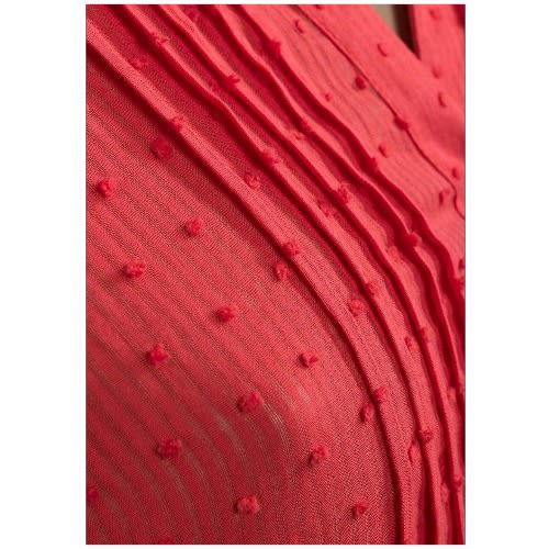 Ladies Plus Size Semi Sheer Cotton Blouse - Red