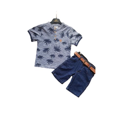 2pcs Midimod Gold Turkey Blue Boys Jeans Set
