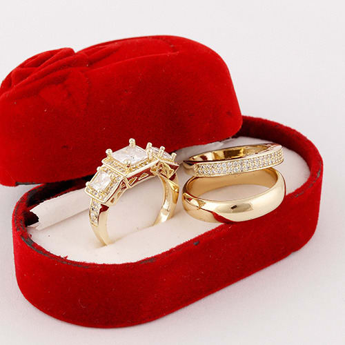 Emily Gold Plated Diamond Bridal Wedding Ring Set Q3