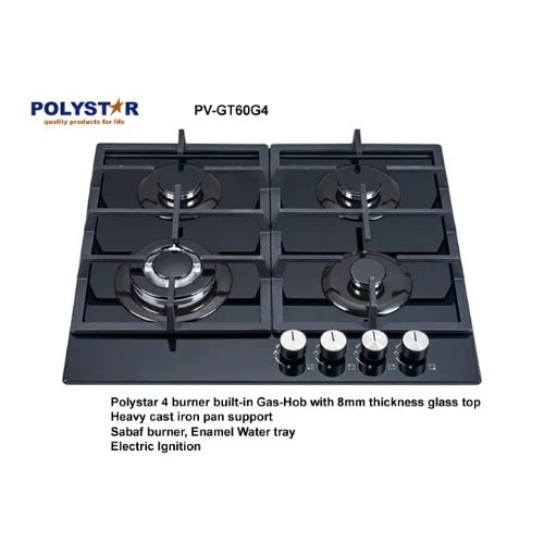 4 Burner Gas Cooker Hob - 800x500mm- Pv-gt60g4