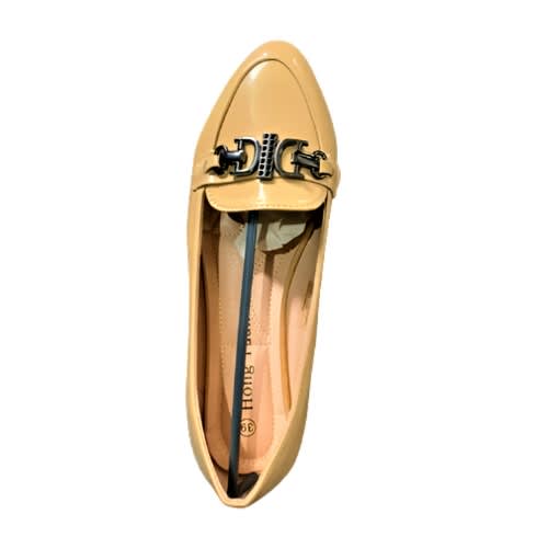 Patent Vamp Loafers - Beige