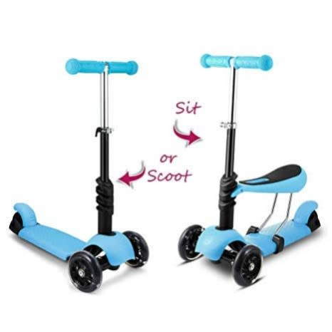 Children Scooter With Seat - 3 In 1 - Blue