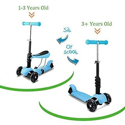 Children Scooter With Seat - 3 In 1 - Blue