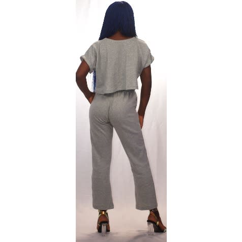 Crop Top And Pant - Grey