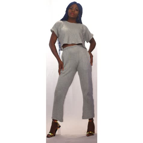 Crop Top And Pant - Grey