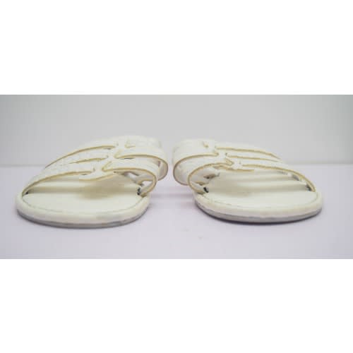 Women's Gladiator Leather Cross Pattern Pam Slippers-white