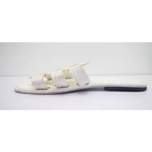 Women's Gladiator Leather Cross Pattern Pam Slippers-white
