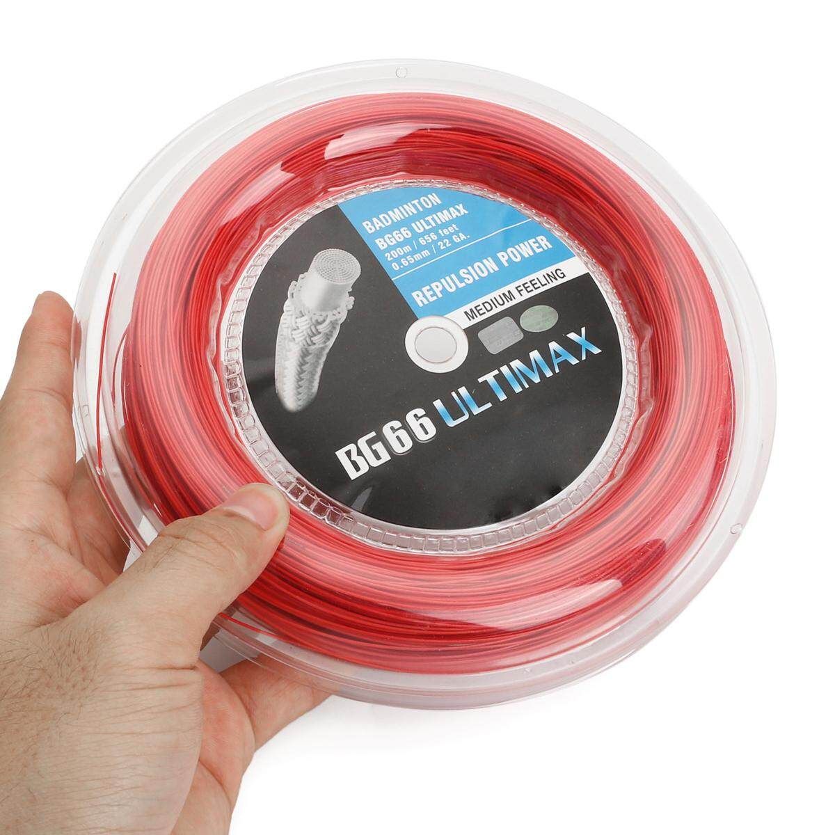 200M/656 Feet BG66 UM 0.65mm 22 Ga Reel Badminton Racquet String Coil Badminton Red Red (red)