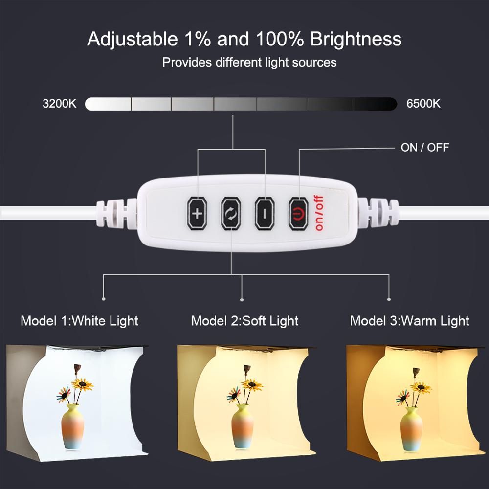 PULUZ 31*31cm Lightbox Mini Foldable Photo Studio Box Photography LED 30cm Lightbox Studio Shooting Tent Kit &6 Color Backdrops