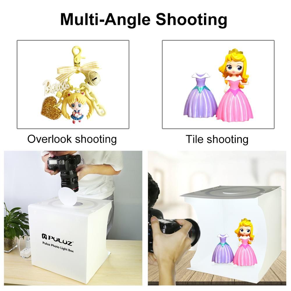 PULUZ 31*31cm Lightbox Mini Foldable Photo Studio Box Photography LED 30cm Lightbox Studio Shooting Tent Kit &6 Color Backdrops
