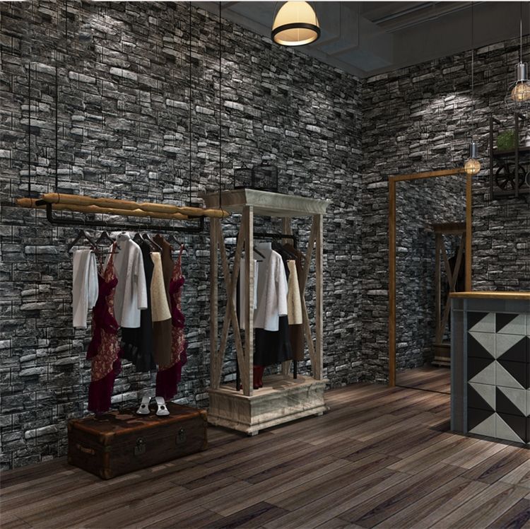 3d Self Adhesive Pe Foam Brick Wallpaper Stone Black