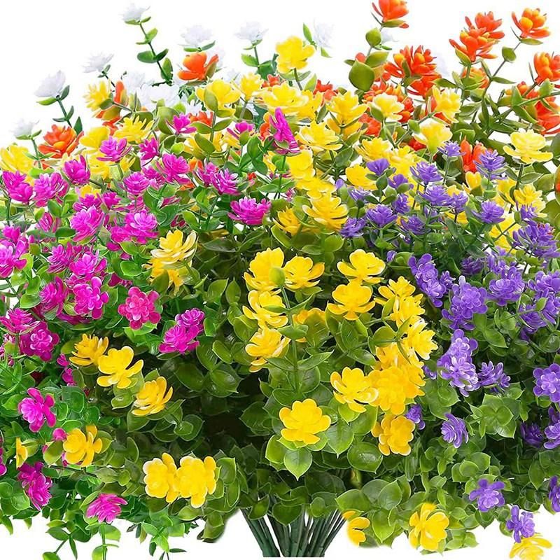 20 Bundles Artificial FlowersPlants Greenery Shrubs for Indoor Outdoors Home Garden Patio Hanging Planter