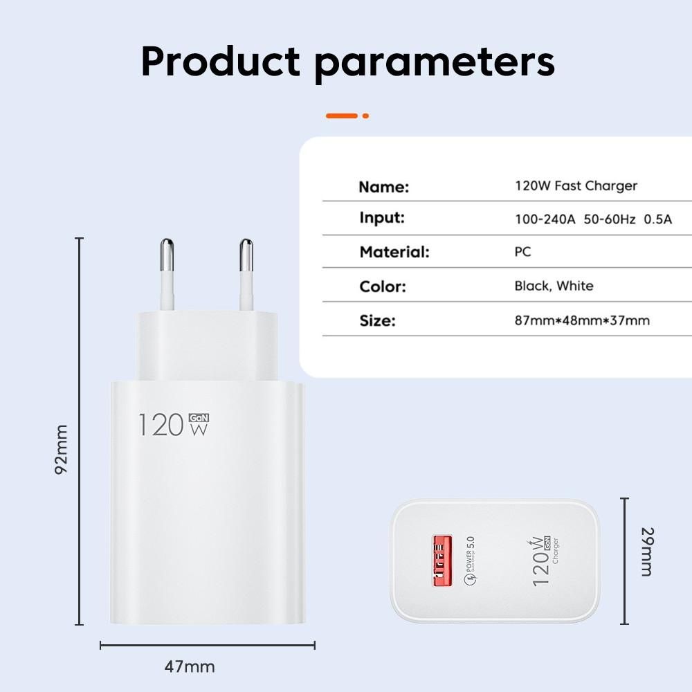 120W USB Charger Fast charging iPhone 14 13 12 Xiaomi Ipad doogee Realme Samsung