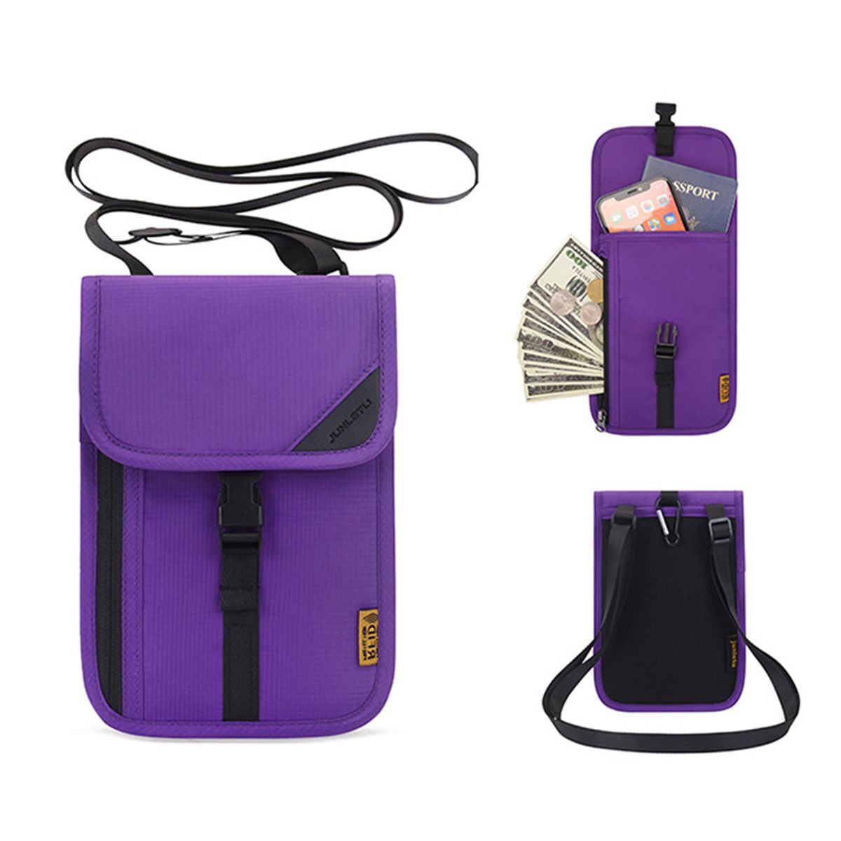 Storage Bag Hanging Wallet Money Card Passports Purple