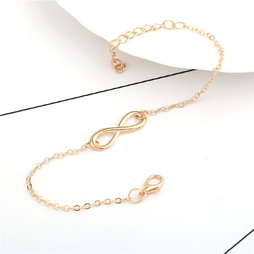 Simple And Auspicious Digital Personality 8 Character Bracelet For Women-Gold