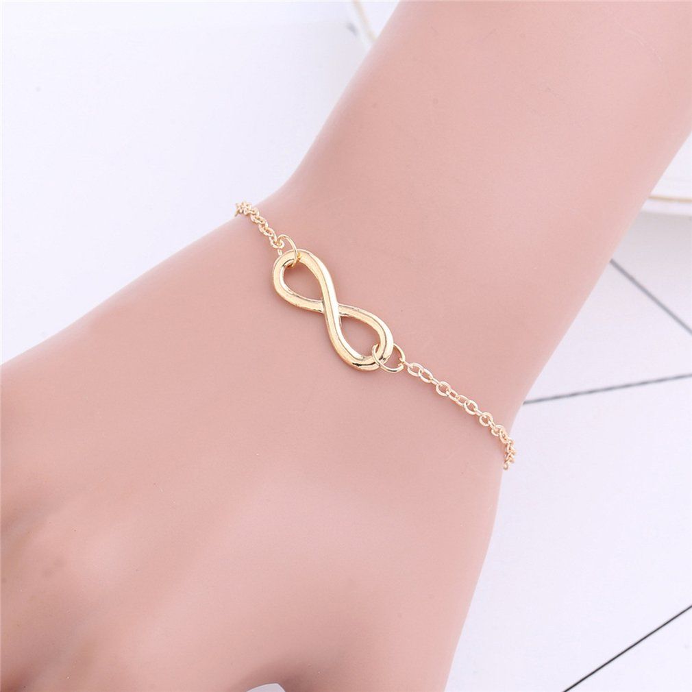 Simple And Auspicious Digital Personality 8 Character Bracelet For Women-Gold