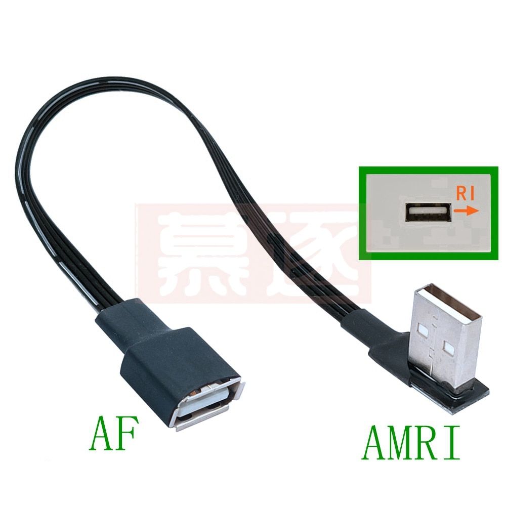 5cm 10cm USB 2.0 A Male To Female 90 Angled Extension Adaptor Cable USB2.0 Male To Female Right/left/down/up Black Cable Cord