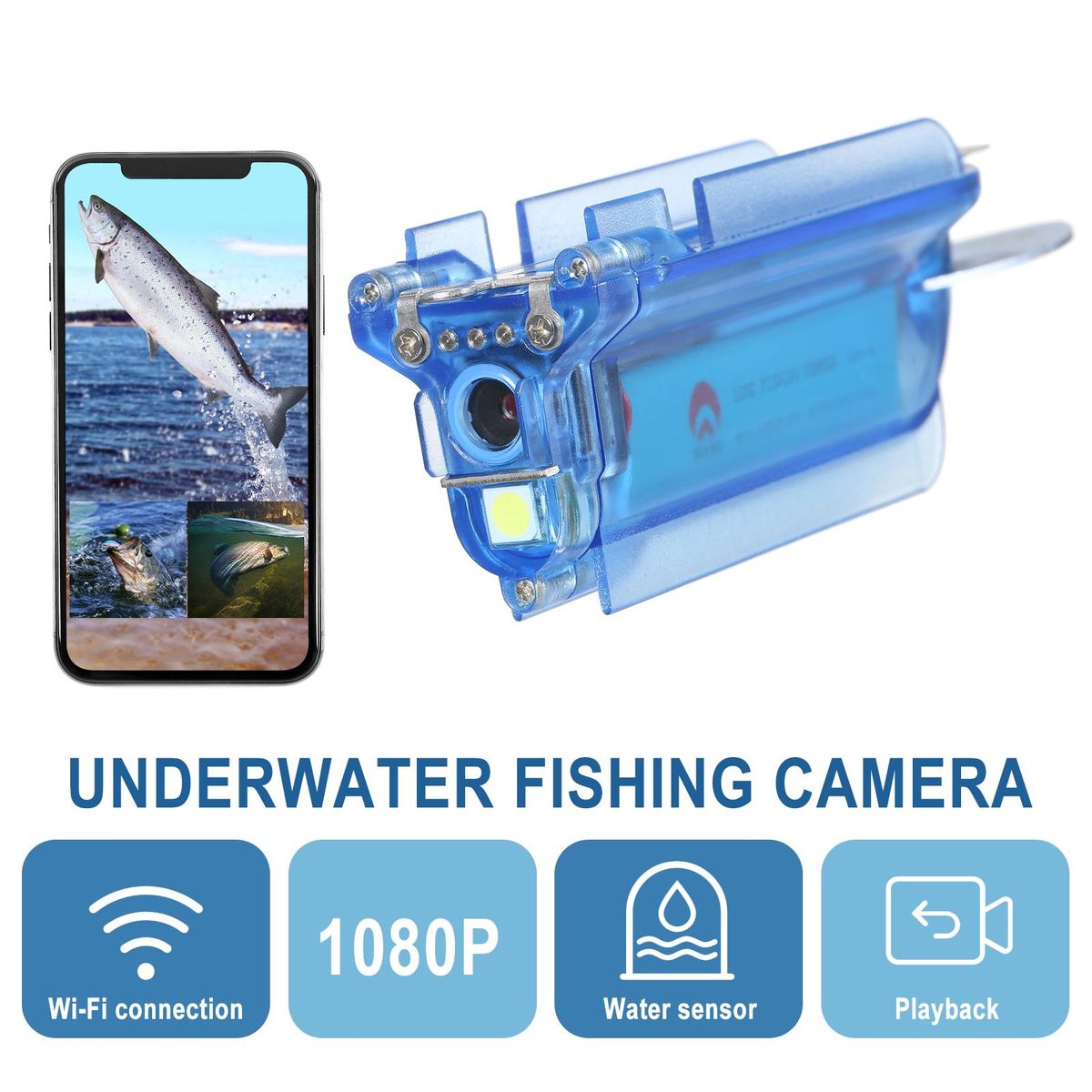 1080P Wireless Underwater Fishing Camera Wi-Fi Fish Finder Video Camera with Loop Recording APP Remote Control for Ice Lake Boat Fishing