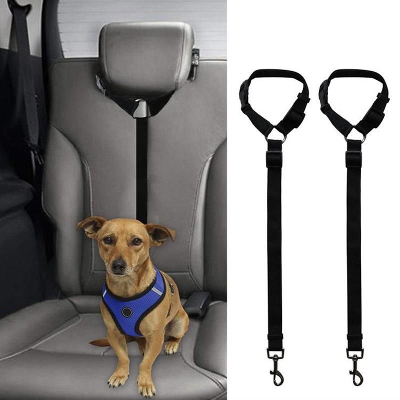 1PC Solid Color Two-in-one Pet Seat Belt Nylon Black