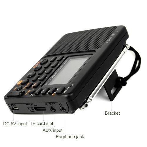Retekess V-115 FM/AM/SW Radio Multiband Radio Receiver REC Recorder Bass Sound MP3 Player Speakers With Sleep Timer Black
