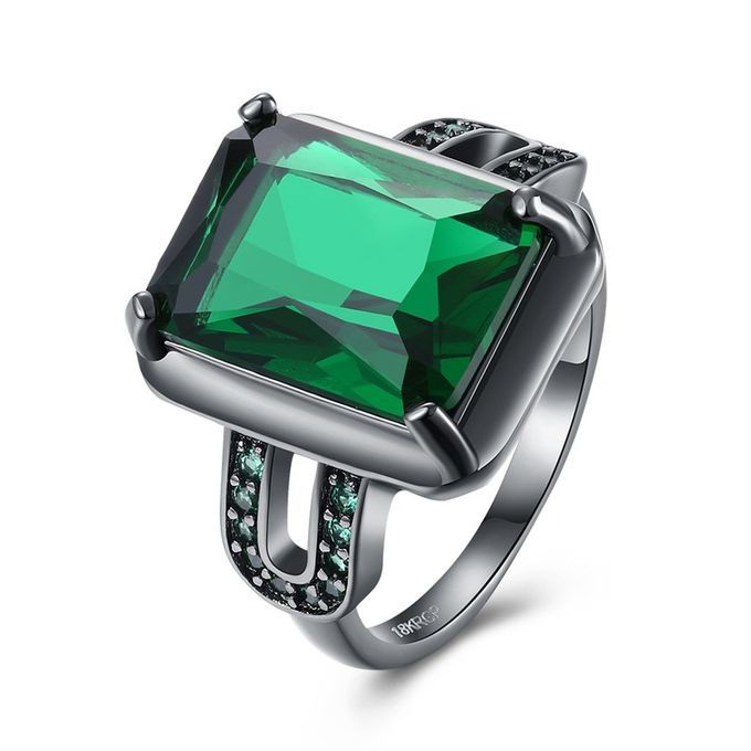 LKN18KRGPR1019 Women Geometri Shape Ring Wedding Bands For Anniversary-bla K & Green-LKN18KRGPR1019-A-9 9