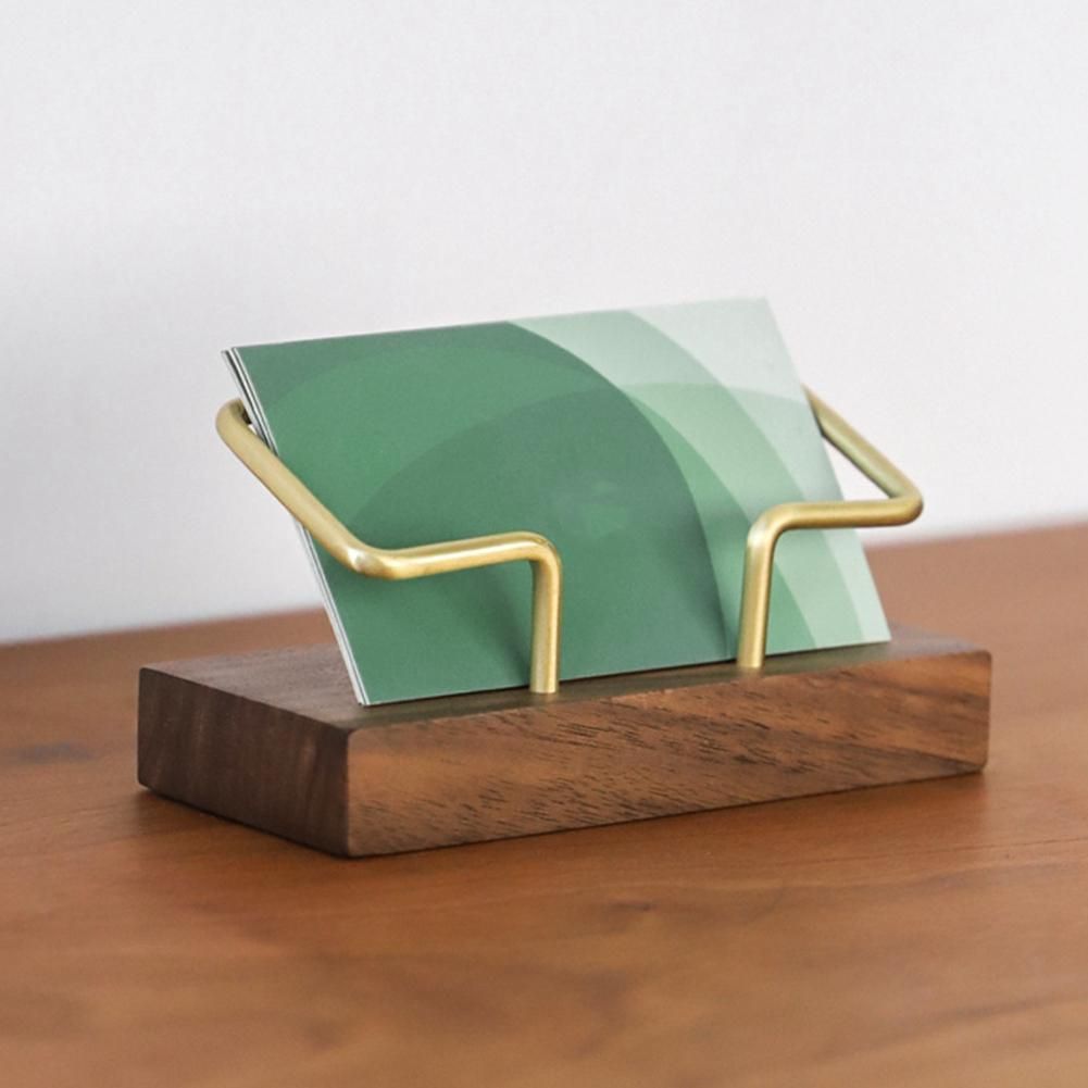 Walnut Brass Business Card Holder Wooden Business Card Holder Metal Business Card Rack Solid Wood Card Note Box