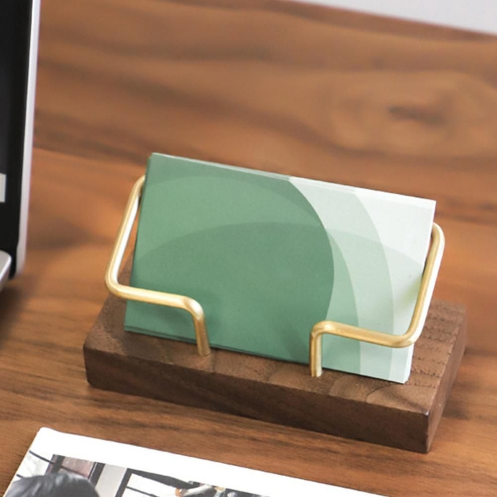 Walnut Brass Business Card Holder Wooden Business Card Holder Metal Business Card Rack Solid Wood Card Note Box