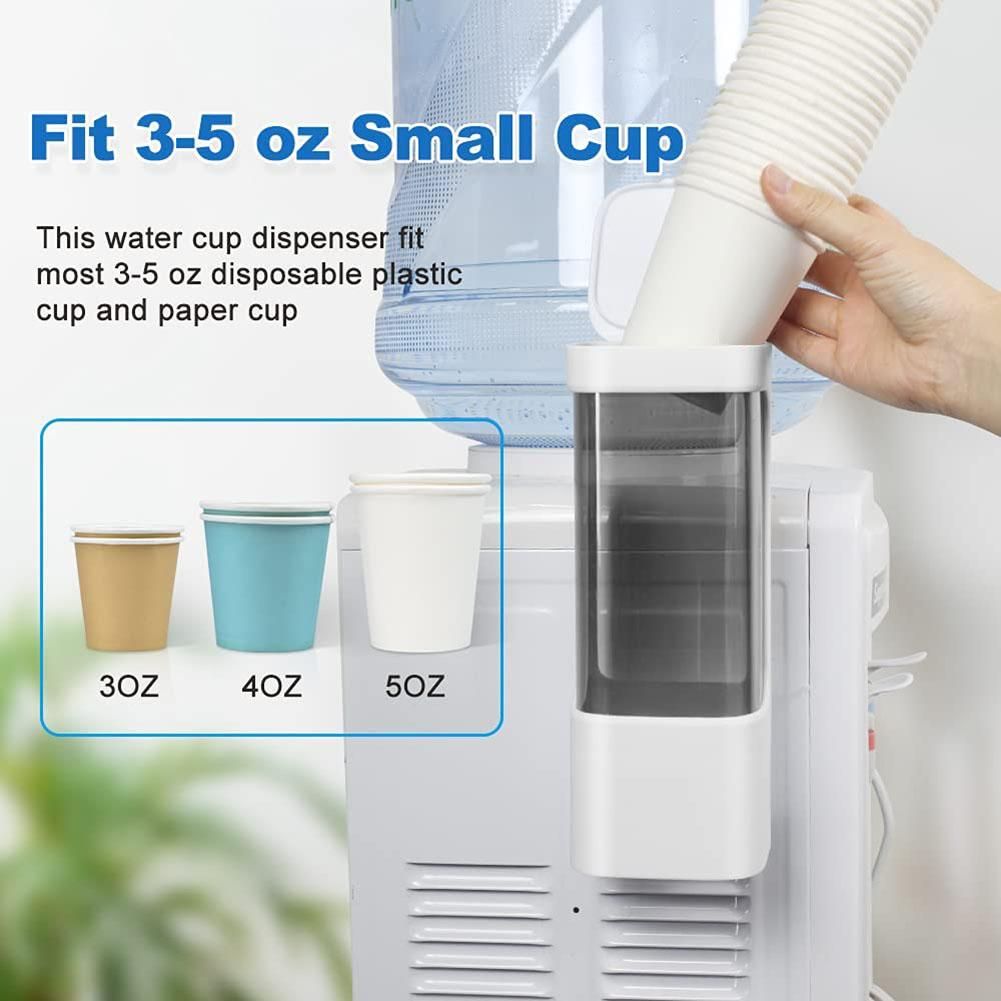 Cup Dispenser,Pull Type Water Cooler Cup Holder, Wall Mount Disposable Cups Dispenser with Paste for Home Office(White)