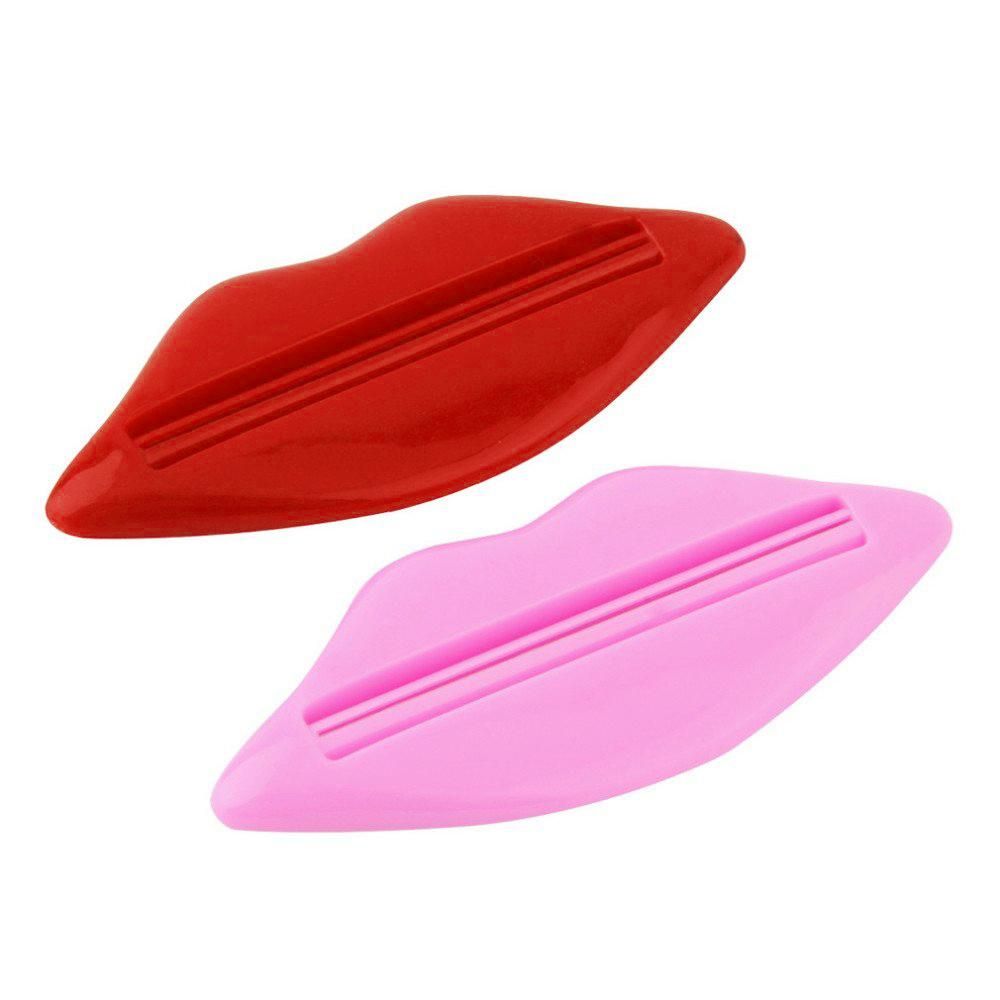 Home Multifunctional Bathroom Toothpaste Cream Squeezer,Lip shape, (Pink and Red,Multiple Send)