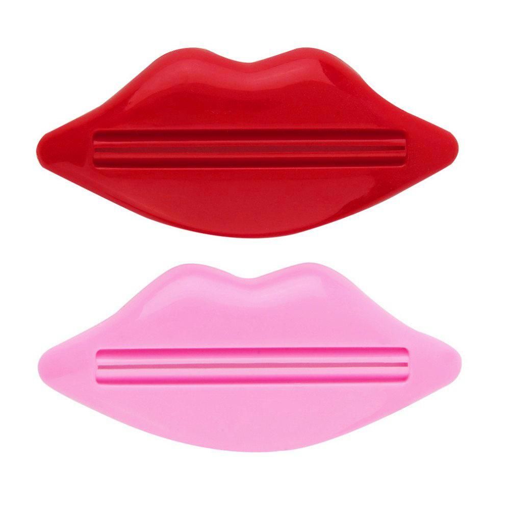 Home Multifunctional Bathroom Toothpaste Cream Squeezer,Lip shape, (Pink and Red,Multiple Send)