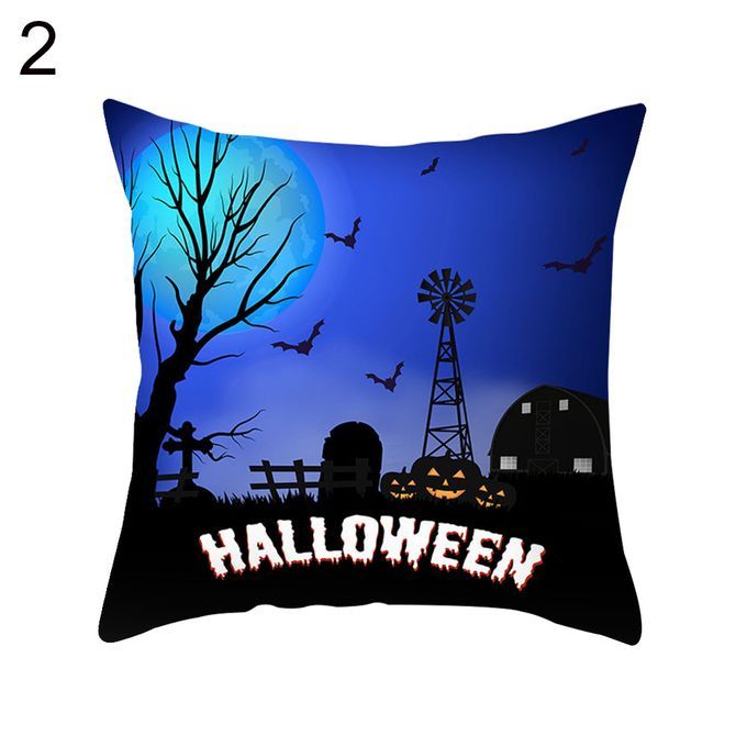 Halloween Pumpkin Ghost Bat Trick Or Treat Cushion Cover-2#