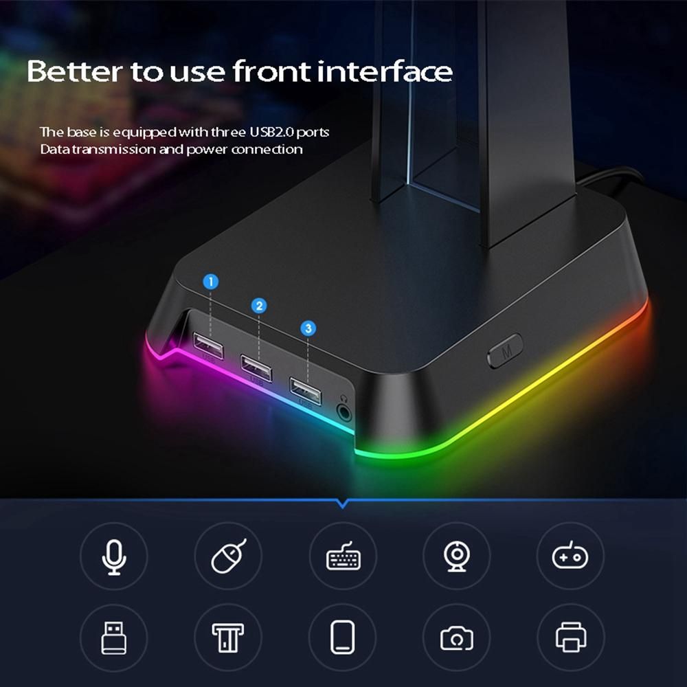 Onikuma St-2 Headset Stand Rgb with 3 USB Ports Desktop