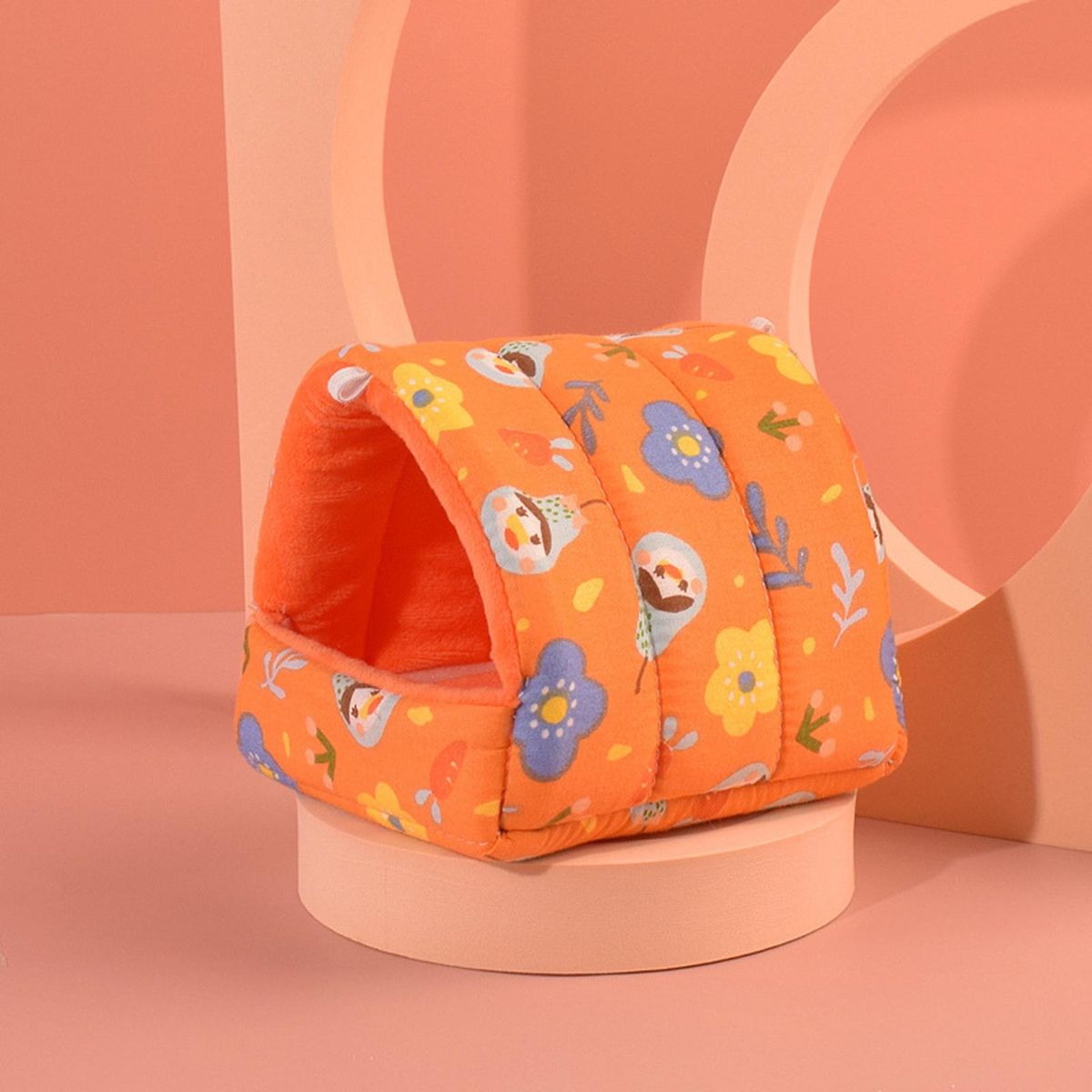 Small Pet Kennel Elephant Pattern Hamster Bed Orange