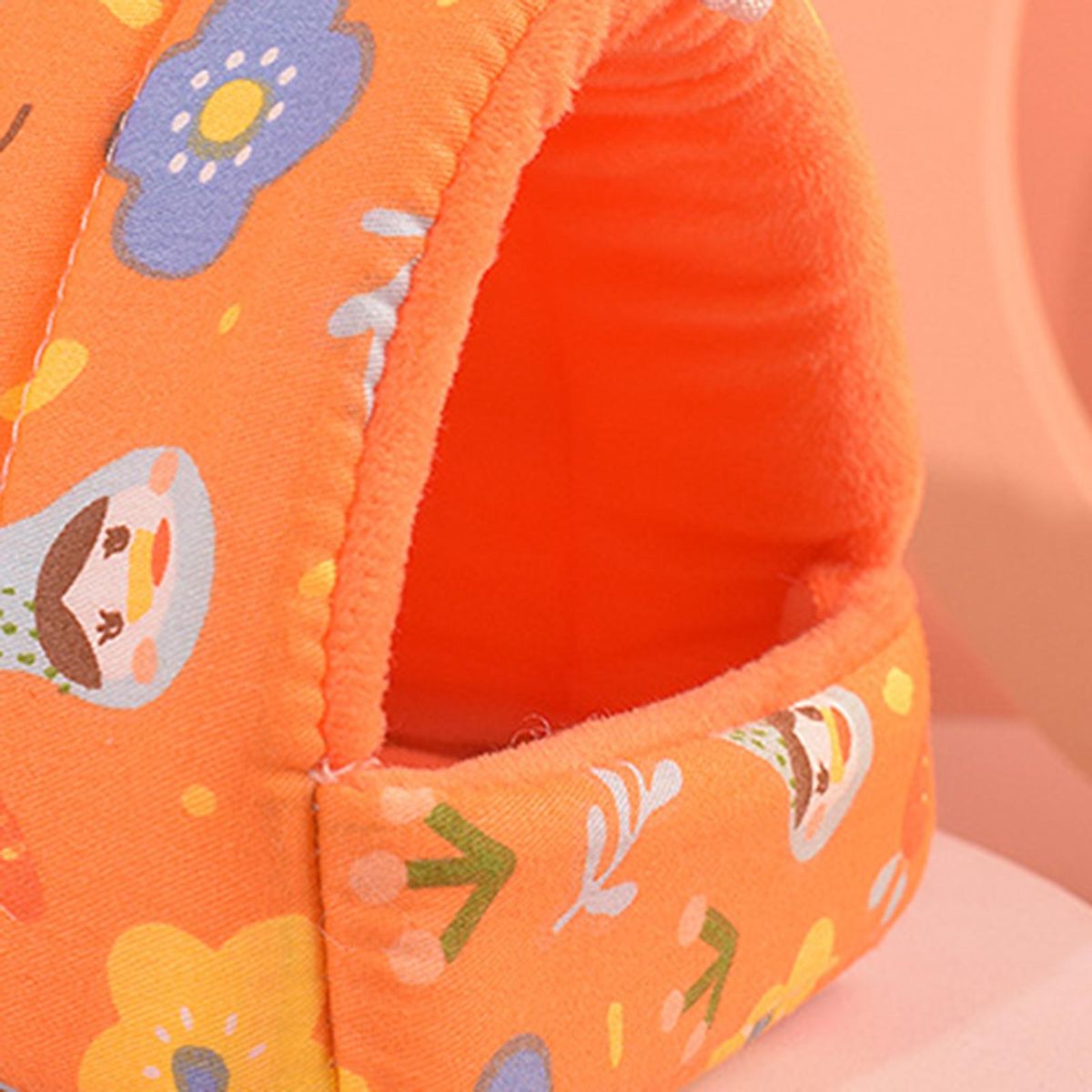 Small Pet Kennel Elephant Pattern Hamster Bed Orange