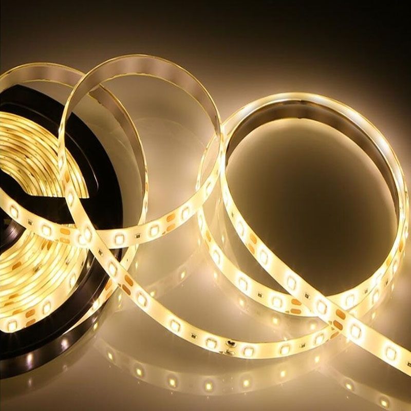 5m Wireless PIR Motion Sensor LED Strip Light 12V Smart Stair Cabinet Wall Lamp, EU Plug(Warm White Light)
