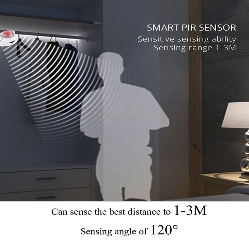 5m Wireless PIR Motion Sensor LED Strip Light 12V Smart Stair Cabinet Wall Lamp, EU Plug(Warm White Light)