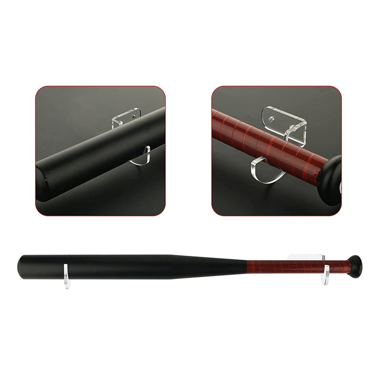 Acrylic Baseball Bat Wall Mount Hanger Rack, To Display Transparent