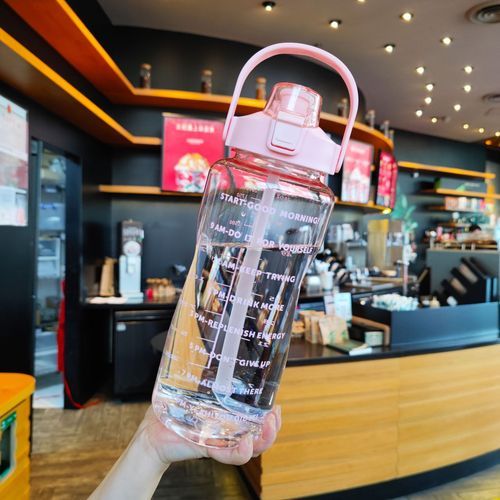 Water Bottle With Straw Jug Portable Travel Sports Plastic Drinking Bottle 2000ml