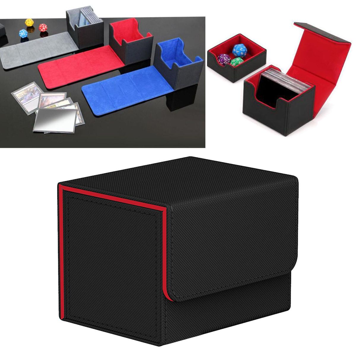 3pcs Card Deck Boxes Organizer Storage Standard Black And Yellow