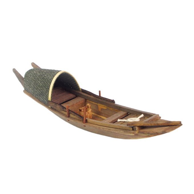 Antique Wooden Miniature Canoe For Bookcase Decoration Rear Shed